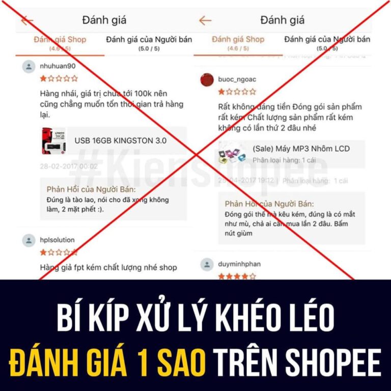 Xử Lý Khéo Léo Đánh Giá 1 Sao Trên Shopee, Xóa Đánh Giá 1 Sao