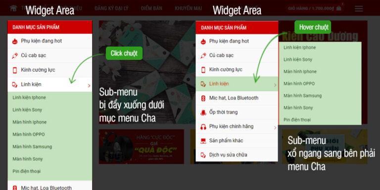 [Flatsome theme] – Tạo menu xổ ngang trong Widget Area