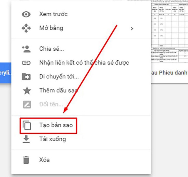 Tạo bản Copy để tải file từ Google Drive bị cấm bước 4